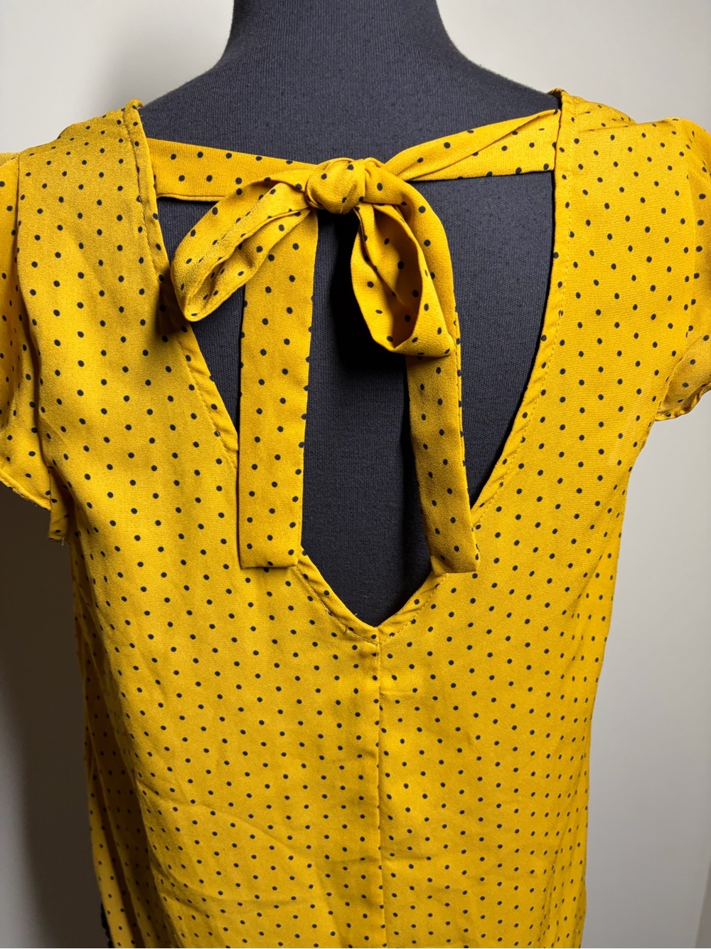 Yellow Polka Dot Tie-Back Blouse